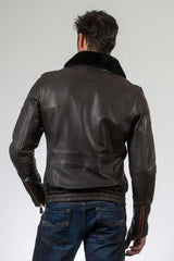 Royal Air Force Lecluse leather jacket dark brown Man