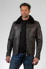 Royal Air Force Lecluse leather jacket dark brown Man