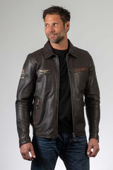 Royal Air Force Lecluse leather jacket dark brown Man