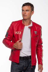 Leather jacket 24H Le Mans 1923 Marne red racing Man
