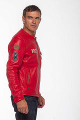 Leather jacket 24H Le Mans 1923 Marne red racing Man