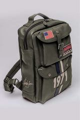 Men's dark khaki Steve McQueen Matt leather backpack