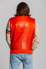 Leather jacket 24H Le Mans Miles orange/ecru Men