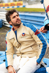 Blouson en cuir Michel Vaillant Michel ecru Homme