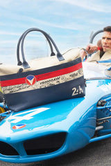 Men's Michel Vaillant Steve 48h leather travel bag royal blue