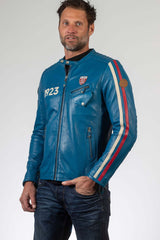 Leather jacket 24H Le Mans 1923 Marne blue ocean Man