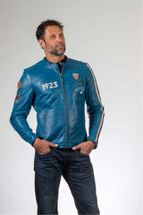 Leather jacket 24H Le Mans 1923 Marne blue ocean Man