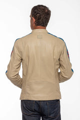 Blouson en cuir Michel Vaillant Michel ecru Homme