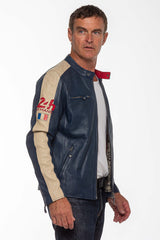 Men's Michel Vaillant Michel leather jacket in royal blue