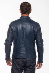 Men's Michel Vaillant Michel leather jacket in royal blue