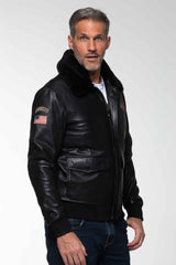 Leather jacket Steve McQueen Peter black Man