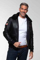Leather jacket Steve McQueen Peter black Man