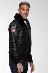 Leather jacket Steve McQueen Peter black Man