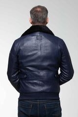 Leather jacket Steve McQueen Peter royal blue Men