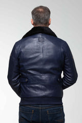 Blouson en cuir Steve McQueen Peter bleu royal Homme