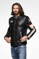 Blouson en cuir 24H Le Mans Shelby noir Homme