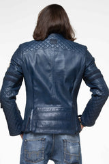 Leather jacket 24H Le Mans Silverstone royal blue Man