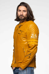 Leather jacket 24H Le Mans Silverstone yellow Man