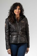 Blouson en cuir Royal Air Force Spitfire 2 marron foncé Femme