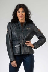 Blouson en cuir Royal Air Force Spitfire 2 bleu marine Femme