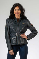 Royal Air Force Spitfire 2 Leather Jacket Navy Women