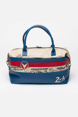 Michel Vaillant Steve 48h leather travel bag in Vaillant blue