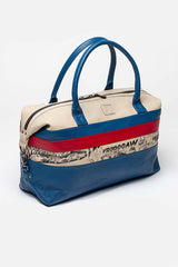Michel Vaillant Steve 48h leather travel bag in Vaillant blue