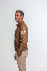 Blouson en cuir Steve McQueen Tom tortoise Homme