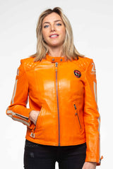 Blouson en cuir 24H Le Mans Trassy orange Femme