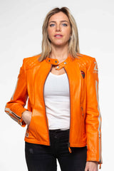 Leather jacket 24H Le Mans Trassy orange Woman 