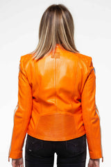 Blouson en cuir 24H Le Mans Trassy orange Femme