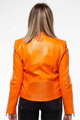 Leather jacket 24H Le Mans Trassy orange Woman 