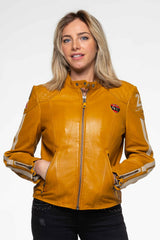 Blouson en cuir 24H Le Mans Trassy jaune Femme