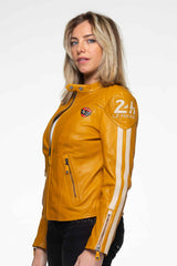 Blouson en cuir 24H Le Mans Trassy jaune Femme