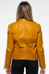 Blouson en cuir 24H Le Mans Trassy jaune Femme