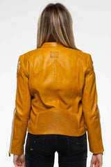 Leather jacket 24H Le Mans Trassy yellow Woman 