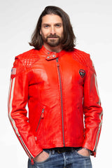 Men’s 24H Le Mans Trophy shiny red leather jacket
