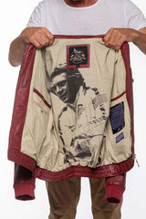 Blouson en cuir Steve McQueen Virgil rouge foncé Homme