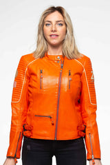 Leather jacket 24H Le Mans Wild orange Woman
