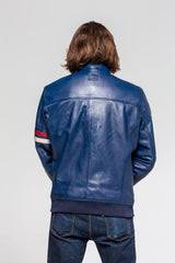 Blouson en cuir 24H Le Mans Miles bleu royal Homme