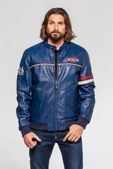 Blouson en cuir 24H Le Mans Miles bleu royal Homme