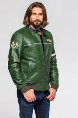Men's 24H Le Mans Miles green/navy leather jacket