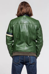 Men's 24H Le Mans Miles green/navy leather jacket