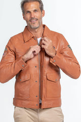 Leather jacket Steve McQueen Charlie tan Men