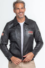 Steve McQueen Lewis black leather jacket for men