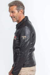 Steve McQueen Lewis black leather jacket for men