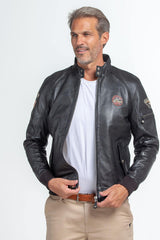 Leather jacket Steve McQueen Harry black Man