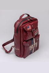 Steve McQueen Matt red leather backpack for Men