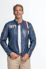 Leather jacket Steve McQueen Lenny blue Man