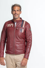 Leather jacket Steve McQueen Lenny red Man